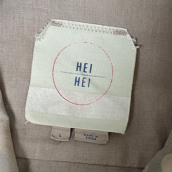 Anthropologie Hei Hei Ronan Camo print cropped linen jacket L - Picture 10 of 15